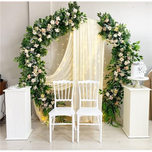 Wedding Arch Fabric Drape Beige 3 Panels 6 Yards Sheer Backdrop Curtain Chiffon - Picture 5 of 7